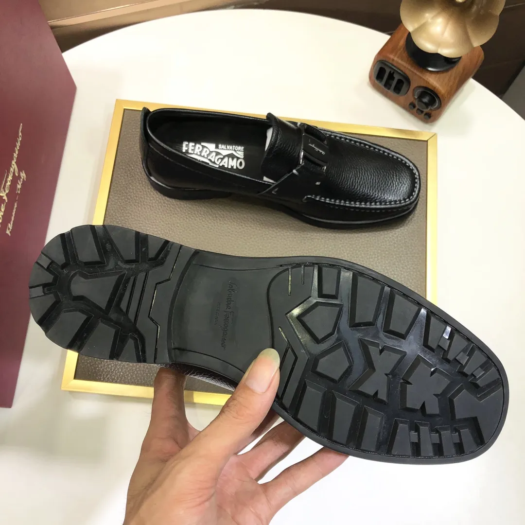 Men's shoes 💰500💰[Ferragamo/Ferragamo] The latest model in the counter. Original imported cowhide fabric + 🐂 water-dyed sheepskin lining + original luxury metal buckle + original combined outsole. Comparison without pressure 38--45 (45 is custom-made and cannot be returned or exchanged)